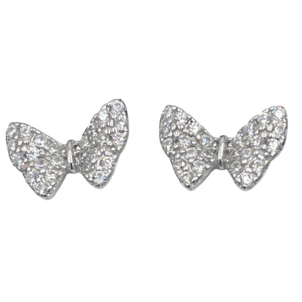 Butterfly Shaped 925 Silver Crystal Stud Earrings For Women